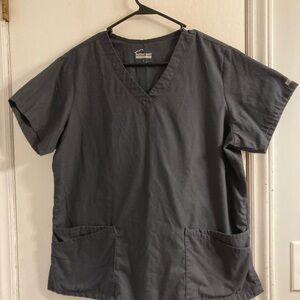 Gray V-Neck Women's Scrub Top